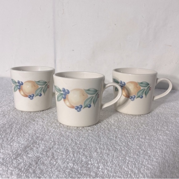 Vintage Corningware Abundance Fruit Pattern Coffee Cups x3 - Picture 1 of 8